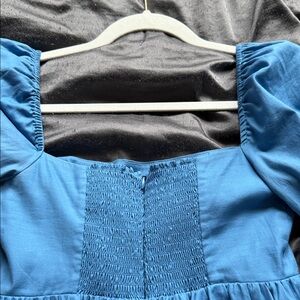 Reformation Sky Blue Smocked Top
